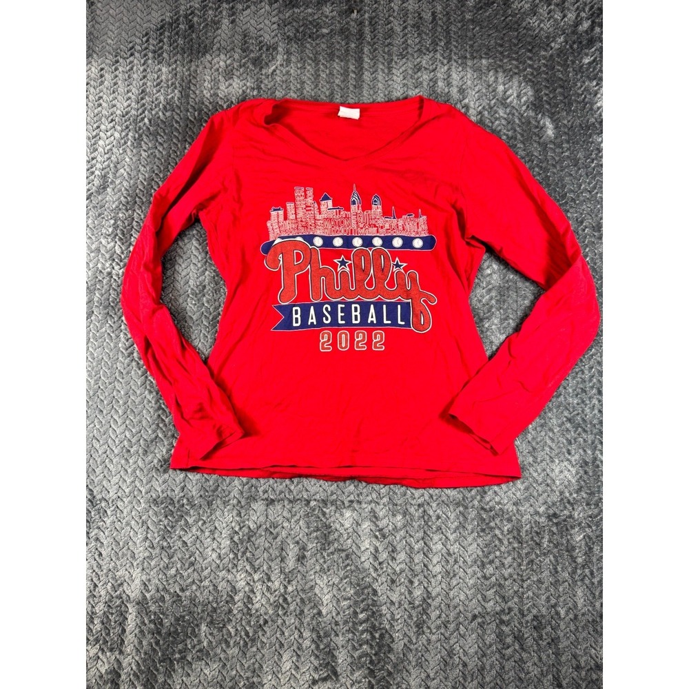 Philadelphia Phillies Shirt Womens Medium Red‎ Port & Company Baseball Team MLB